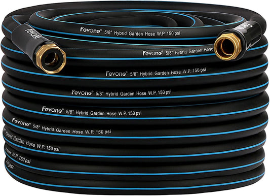 Garden Hose 100 ft, Flexible and Lightweight - Kink Free, Easy to Coil, 3/4" Solid Brass Fittings