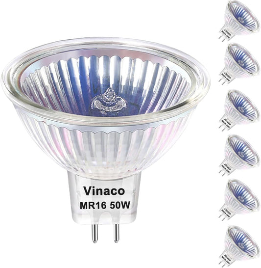 MR16 Bulb，6 Pack MR16 Halogen Bulb 50W GU5.3 Base, 800LM High Output MR16 12V 50W Halogen, 2800K Warm White