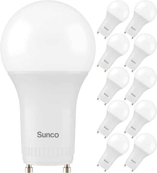 Sunco 10 Pack GU24 LED Light Bulb 2 Prong A19, 2700K Soft White