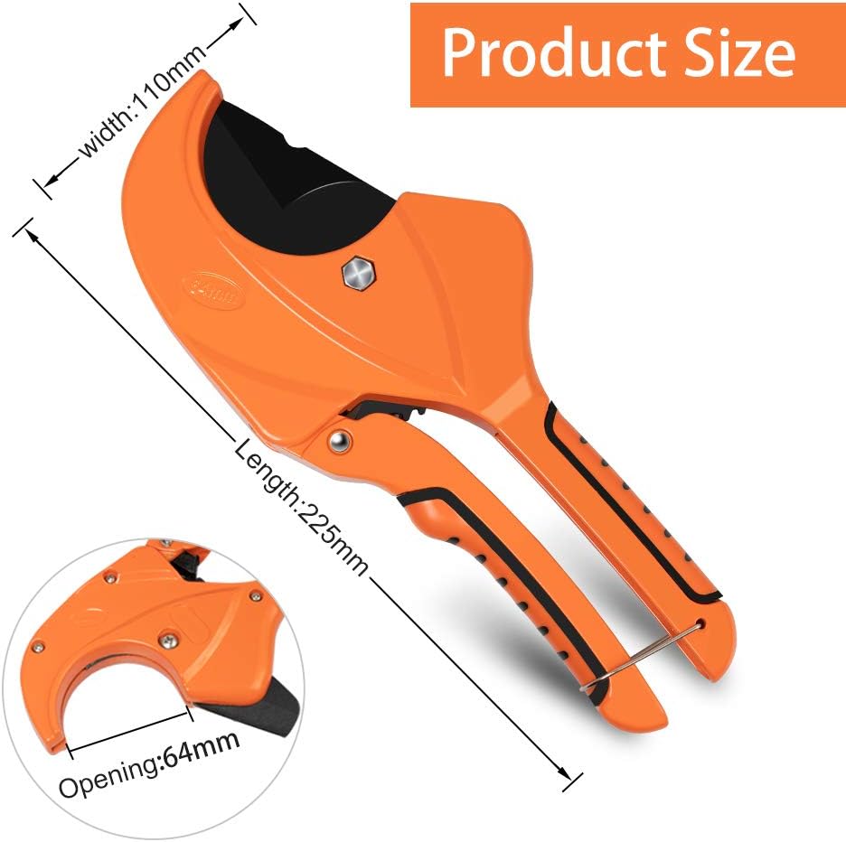 Ratchet PVC Pipe Cutter,Cuts up to 2-1/2"PEX,PVC,PPR and Plastic Hoses