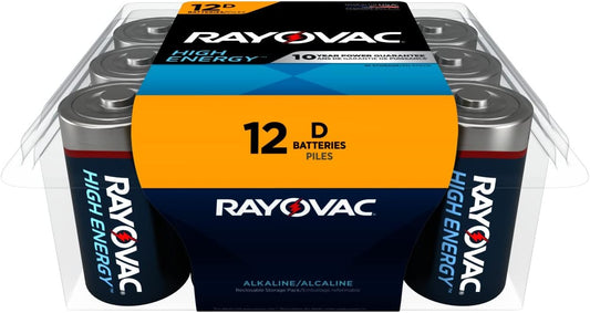 Rayovac D Batteries, Alkaline D Cell Batteries (12 Battery Count)