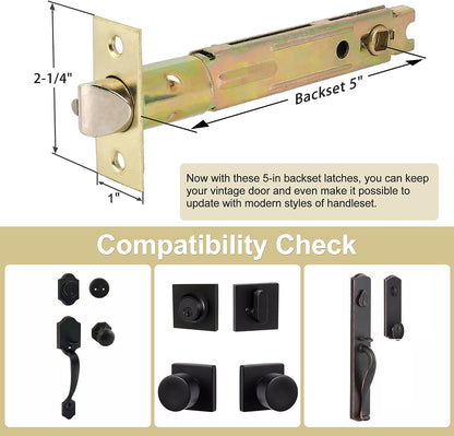 5-Inch Backset Entry Door Latch Fit Standard Knobset