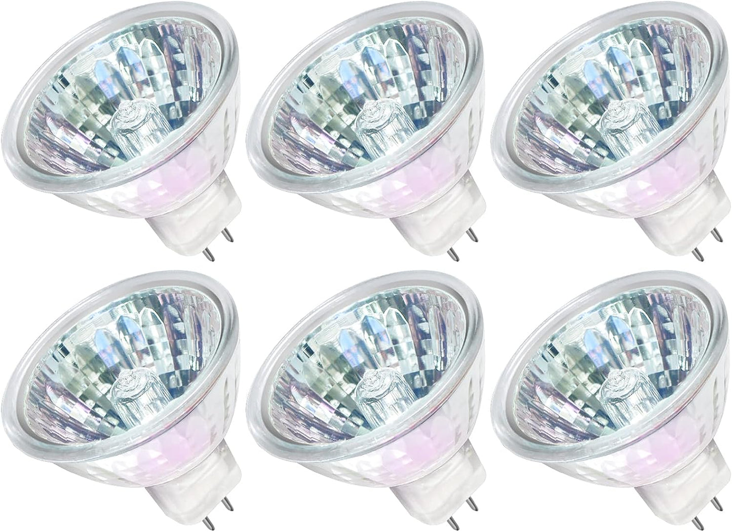 MR16 Halogen Light Bulbs 50W 12V 2 Pin GU5.3 Base Dimmable, 50W Halogen MR16 Bulbs with Clear Glass Cover, 6 Pack