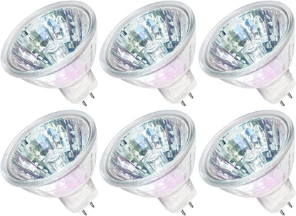 MR16 Halogen Light Bulbs 50W 12V 2 Pin GU5.3 Base Dimmable, 50W Halogen MR16 Bulbs with Clear Glass Cover, 6 Pack