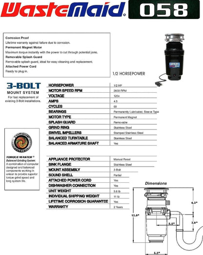 Waste Maid High powered Garbage disposal