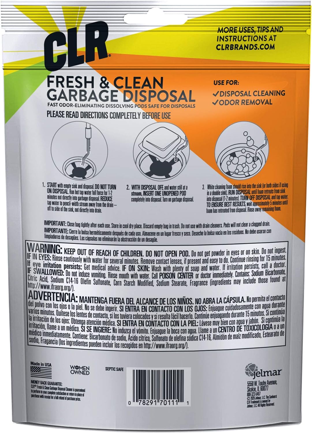 CLR Fresh & Clean Garbage Disposal, Fresh Scent Weekly Foaming Cleaning Pods