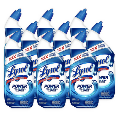 Lysol Power Toilet Bowl Cleaner Gel, For Cleaning and Disinfecting, Stain Removal (pack of 9)