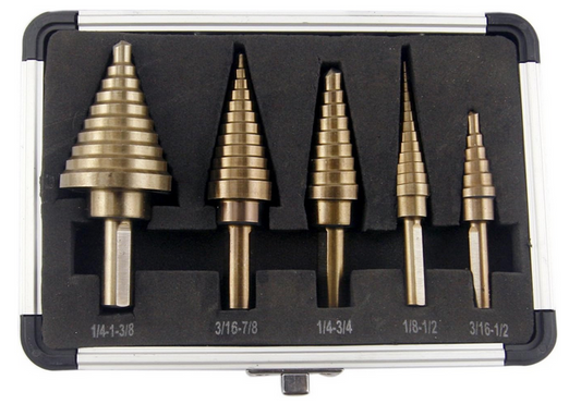 CO-Z Step Drill Bits, HSS 5PCS Titanium Step Drill Bit Set